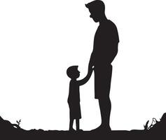 Flat design father and son silhouette vector