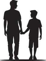 Flat design father and son silhouette vector