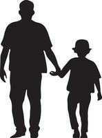 Flat design father and son silhouette vector