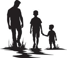 Flat design father and son silhouette vector