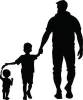 Flat design father and son silhouette vector