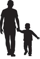 Flat design father and son silhouette vector