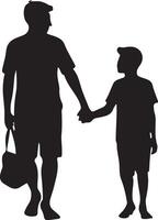 Flat design father and son silhouette vector