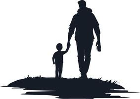 Flat design father and son silhouette vector