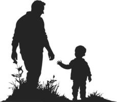 Flat design father and son silhouette vector