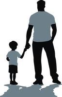 Flat design father and son silhouette vector