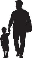 Flat design father and son silhouette vector