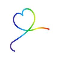 Rainbow gradient heart line ribbon icon on white background. Love hearts symbol illustration. vector