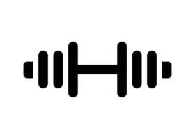 Dumbbell icon. Flat style black barbell exercise equipment on white illustration. vector