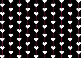 white pink and black hanging hearts on line garlands pattern love wallpaper vector