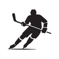 hockey silueta negro plano ilustración. vector