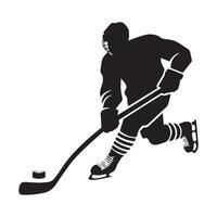 hockey silueta negro plano ilustración. vector