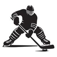 hockey silueta negro plano ilustración. vector