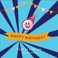 happy birthday with emoji face vector