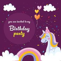 feliz cumpleaños unicornio vector