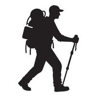 Flat hiking man illustration. vector