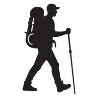 Flat hiking man illustration. vector