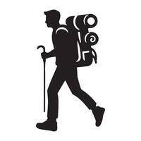 Flat hiking man illustration. vector