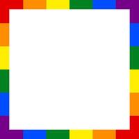 Rainbow square frame, isolated on transparent background. Photo frame in the colors of the Pride flag. Empty border for Pride Month. illustration vector