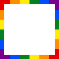 Rainbow square frame, isolated on transparent background. Photo frame in the colors of the Pride flag. Empty border for Pride Month. illustration vector