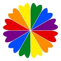 arco iris flor con en forma de corazon pétalos, aislado en un transparente antecedentes. Insignia para orgullo mes. plano elemento para orgullo mes vector