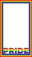 Vertical rectangular rainbow striped frame with rainbow text PRIDE isolated on a white background. Photo frame in the colors of the Pride flag vector