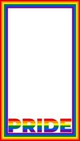 Vertical rectangular rainbow striped frame with rainbow text PRIDE isolated on a white background. Photo frame in the colors of the Pride flag vector