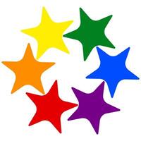 multicolor estrellas en arco iris colores arreglado en un círculo, aislado en un transparente antecedentes. icono, firmar o logo para orgullo mes. orgullo clipart. plano ilustración vector