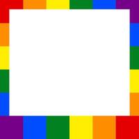 Empty square rainbow frame isolated on a transparent background. Blank photo frame in colors of the Pride flag vector