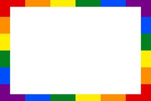Empty rainbow rectangular frame isolated on a transparent background. Photo frame in the colors of the Pride flag. Blank frame for pride month vector