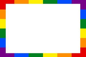 Empty rainbow rectangular frame isolated on a transparent background. Photo frame in the colors of the Pride flag. Blank frame for pride month vector