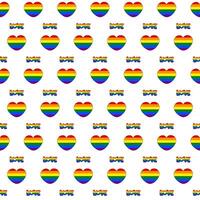 Seamless pattern with Rainbow Hearts and word Love on a transparent background. Abstract seamless backdrop for Pride Month. Wrapper for Pride Month. illustration vector