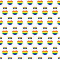 Seamless pattern with Rainbow Hearts and word Love on a transparent background. Abstract seamless backdrop for Pride Month. Wrapper for Pride Month. illustration vector