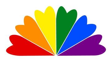 A rainbow Flower of hearts isolated on a transparent background. Pride badge icon. Element for Pride Month. Flat illustration vector