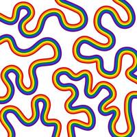 Abstract rainbow pattern of colorful wavy lines on a clear background. Hand drawn abstract background for Pride Month vector