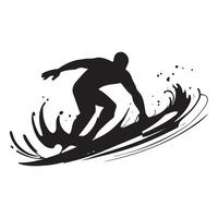 Surfing Silhouette Flat Illustration. vector