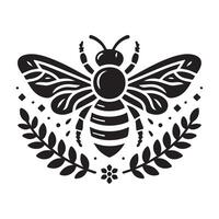 Bee silhouette black flat illustration vector