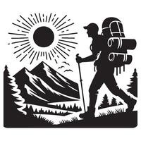 Flat hiking man illustration. vector