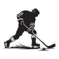 hockey silueta negro plano ilustración. vector