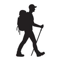 Flat hiking man illustration. vector