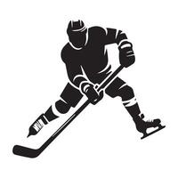 hockey silueta negro plano ilustración. vector