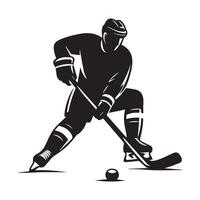 hockey silueta negro plano ilustración. vector