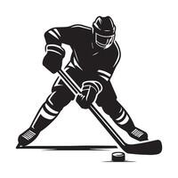 hockey silueta negro plano ilustración. vector