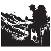 Flat hiking man illustration. vector