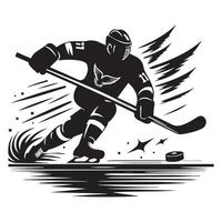 hockey silueta negro plano ilustración. vector