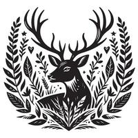 Deer silhouette flat illustration vector