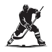 hockey silueta negro plano ilustración. vector