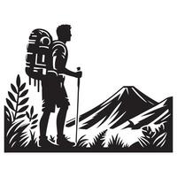 Flat hiking man illustration. vector