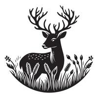 Deer silhouette flat illustration vector