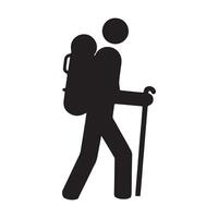 Flat hiking man illustration. vector